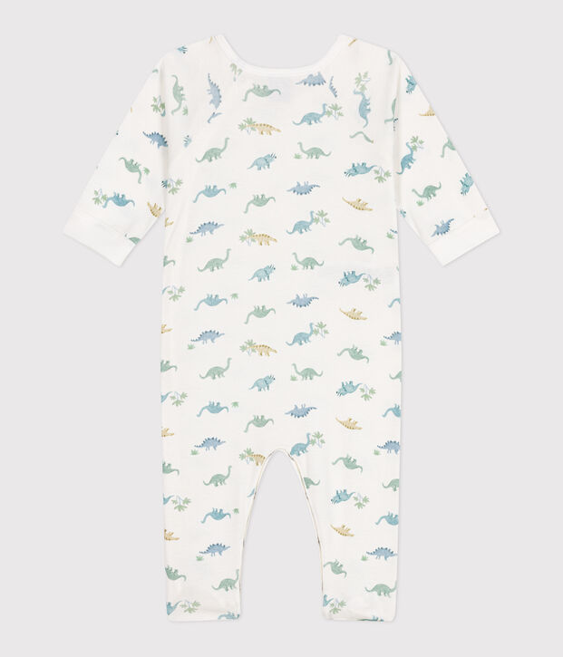 Katoenen babypyjama met dinosaurusprint wit/multicouleur
