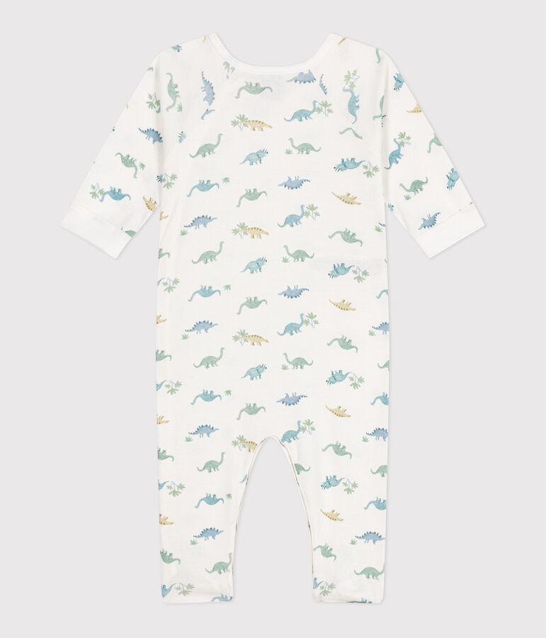 Katoenen babypyjama met dinosaurusprint wit/multicouleur
