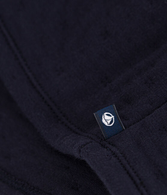 Jurk met lange mouwen in doorgestikte tubic met print voor baby's blauw SMOKING