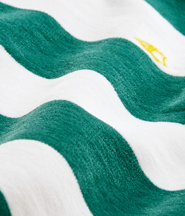 Gestreepte fluwelen pyjama voor babyjongens groen/wit