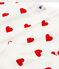 Meisjes-dames pyjama van ribtricot met hartjesprint wit MARSHMALLOW/rood TERKUIT