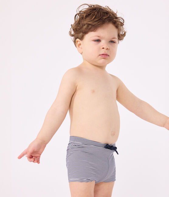Short de bain bébé bleu MEDIEVAL/blanc MARSHMALLOW