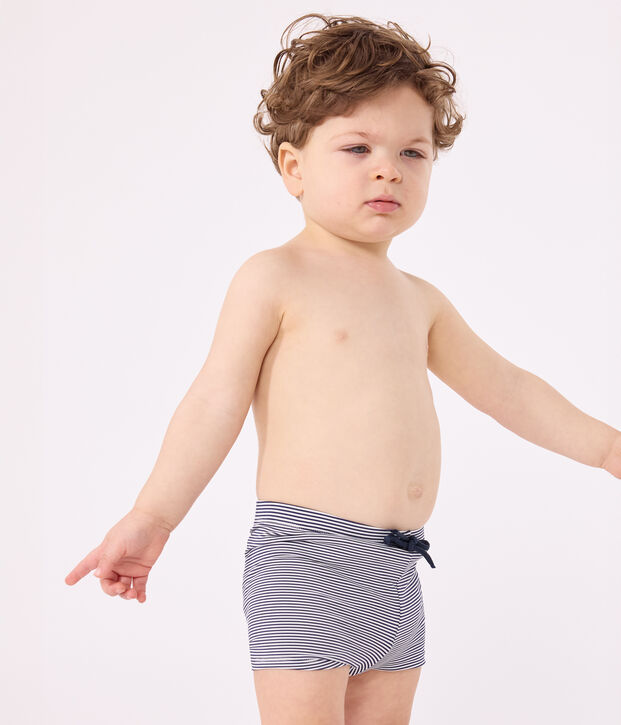 Zwemshort voor baby's blauw/wit