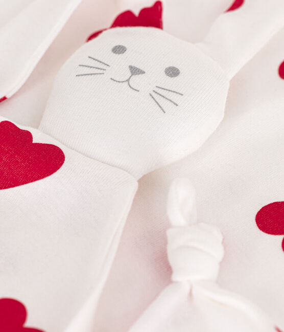 Doudou coeur en coton blanc MARSHMALLOW/rouge TERKUIT