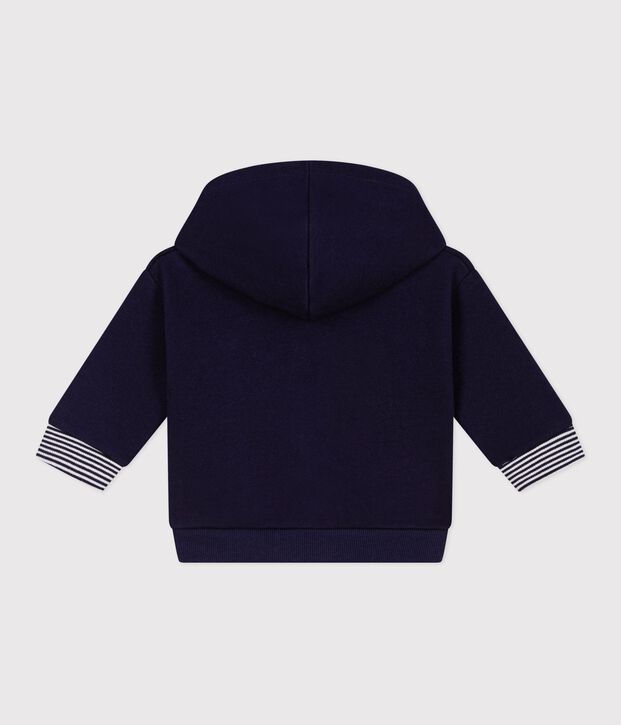 Sweatshirt &agrave; capuche b&eacute;b&eacute; en coton d&eacute;tails ray&eacute;s bleu marine