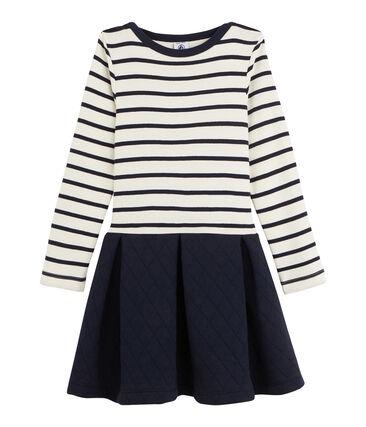 Jurk Van Twee Stoffen Voor Meisjes Petit Bateau