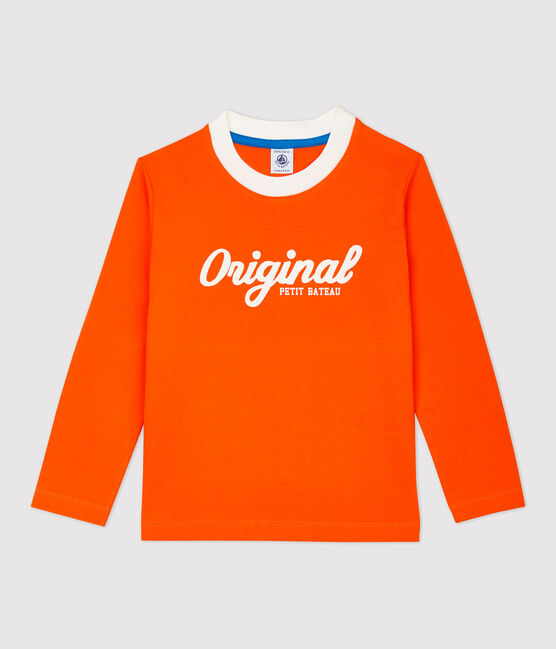 Katoenen jongens t-shirt met lange mouwen oranje CAROTTE