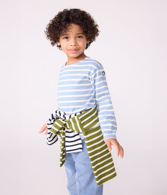 Marinière enfant en coton bleu ADRIATIC/ MILK