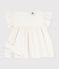 Blouse enfant en coton manches courtes motifs c&oelig;urs blanc MARSHMALLOW