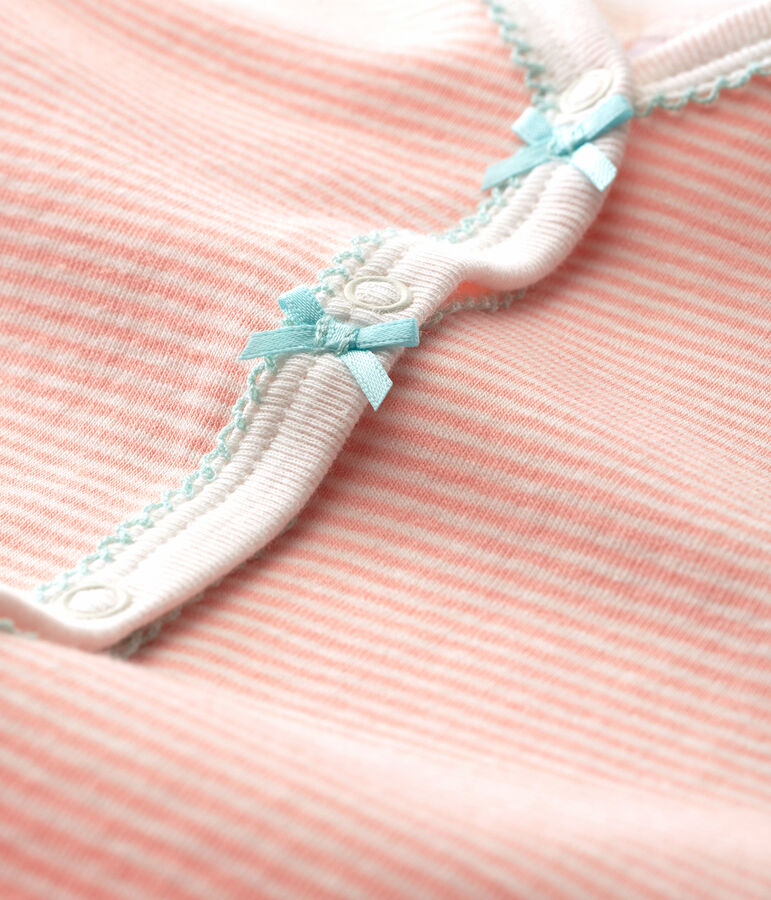 Dors bien b&eacute;b&eacute; fille en c&ocirc;te rose/blanc