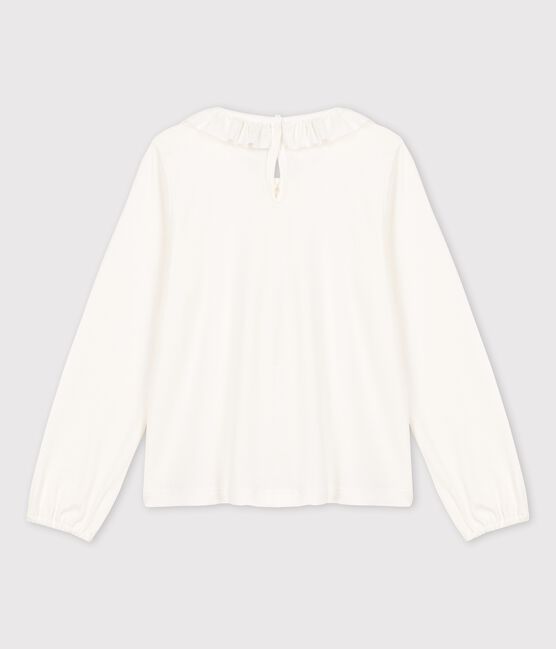 Tee-shirt manches longues en coton enfant fille blanc MARSHMALLOW