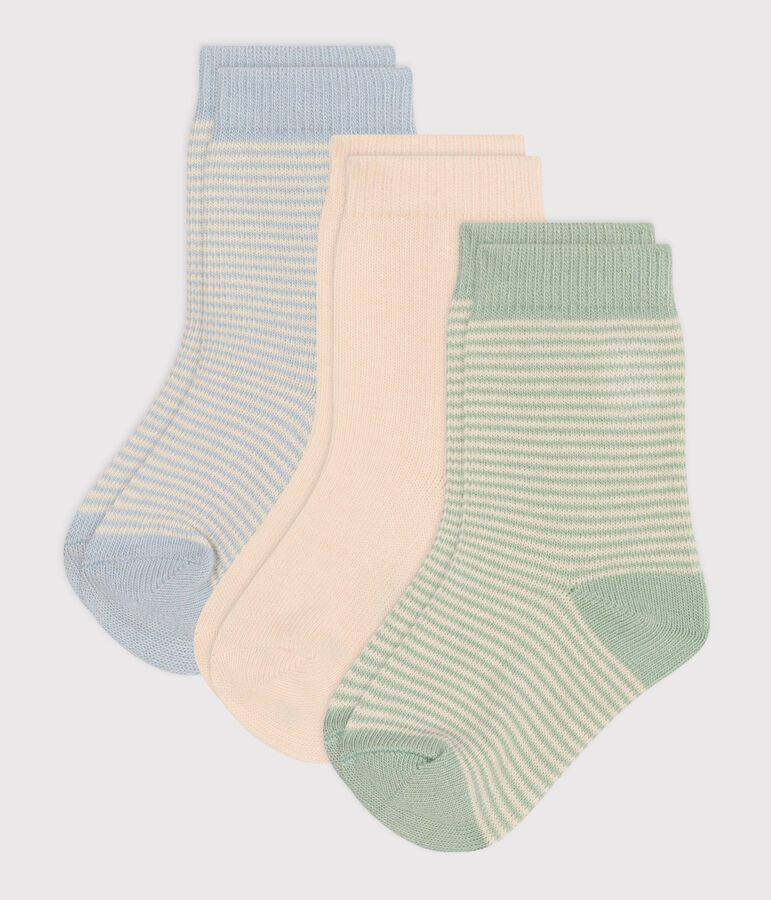 3 paires de chaussettes en coton milleraies b&eacute;b&eacute; multicouleur