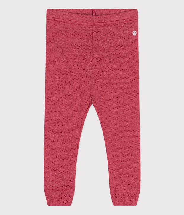 Katoenen opengewerkte legging voor baby's roze