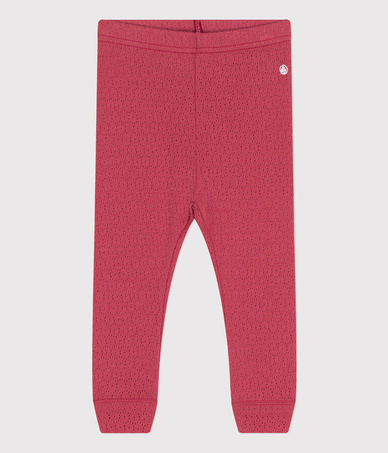 Katoenen opengewerkte legging voor baby's roze PAPI
