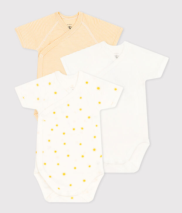 Set van 3 overslagbody's met korte mouwen van katoen voor baby's multicouleur