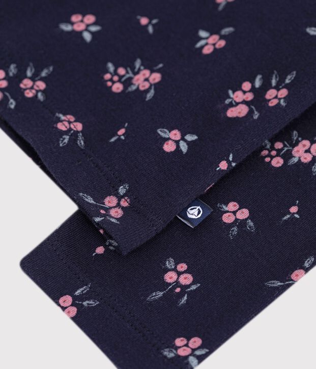 Sous-pull enfant en coton &agrave; fleurs bleu/multicouleur