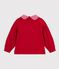Sweatshirt &agrave; col enfant en coton uni rouge