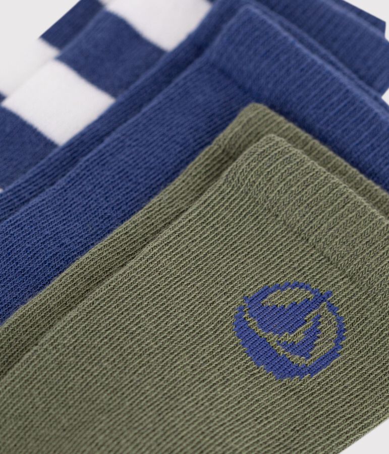 2 paires de chaussettes enfant en coton &agrave; rayures et unies multicouleur