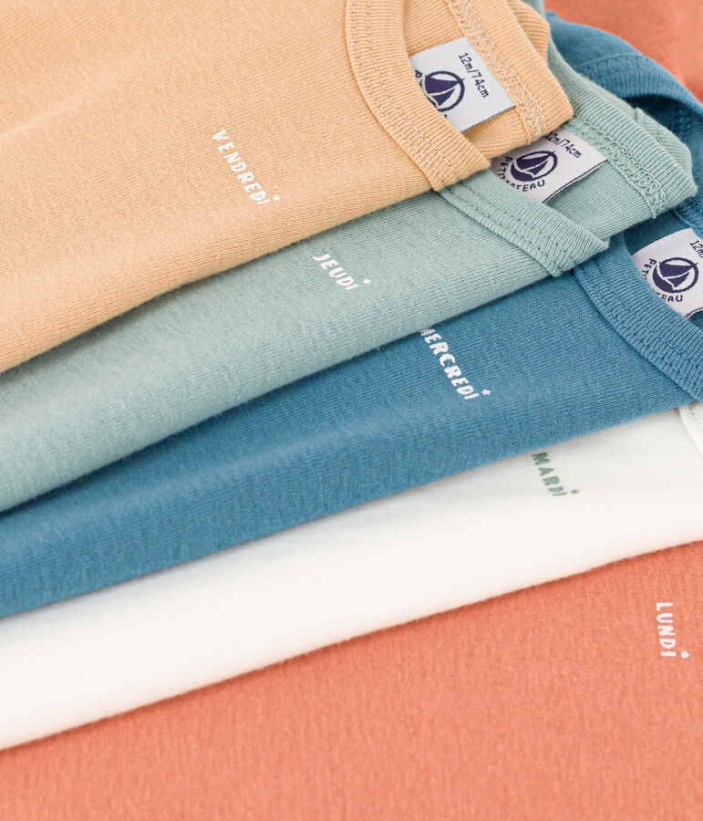 Set van 5 effen katoenen body's met lange mouwen multicouleur