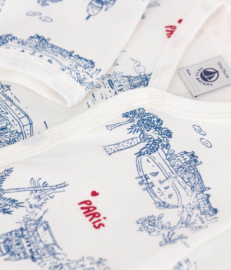 Katoenen babypyjama in het thema 'Parijs' wit/multicouleur