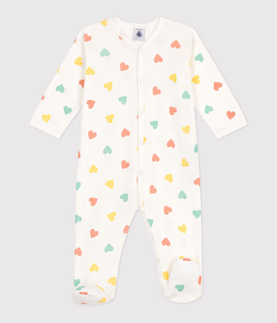 Pyjama bébé en coton cœurs blanc MARSHMALLOW/blanc MULTICO