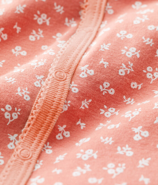 Combicourt fleuri bébé en coton biologique rose PAPAYE/ MARSHMALLOW