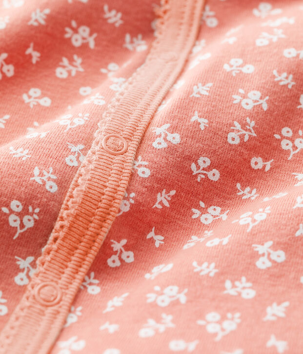 Combicourt fleuri b&eacute;b&eacute; en coton biologique rose/blanc