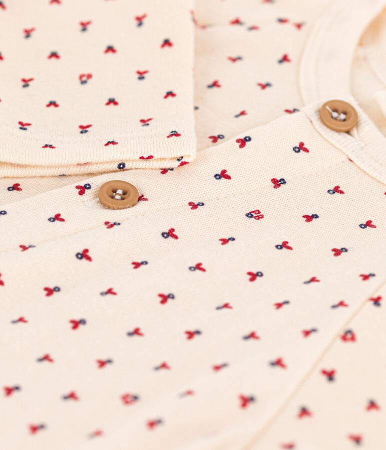 Combinaison longue imprim&eacute;e b&eacute;b&eacute; en tubique en coton blanc AVALANCHE/ MULTICO