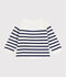 Babytrui van wol en katoen met marinestrepen blauw/blauw