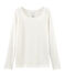 Dames-t-shirt met lange mouwen van linnen wit MARSHMALLOW