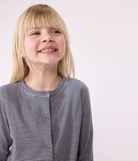Katoenen kindercardigan met strepen blauw SMOKING/wit MARSHMALLOW