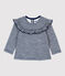Blouse van wol en katoen baby blauw MEDIEVAL/wit MARSHMALLOW