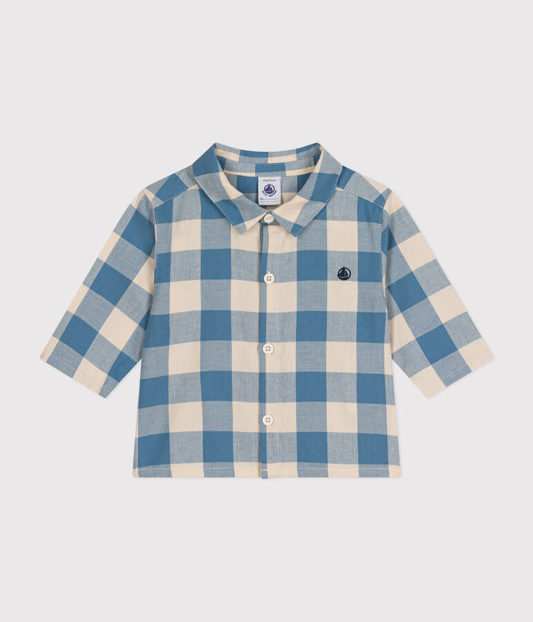 Chemise en flanelle b&eacute;b&eacute; bleu/&eacute;cru