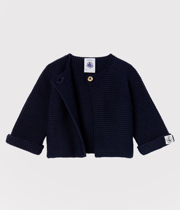 Cardigan en tricot de coton biologique b&eacute;b&eacute; bleu marine