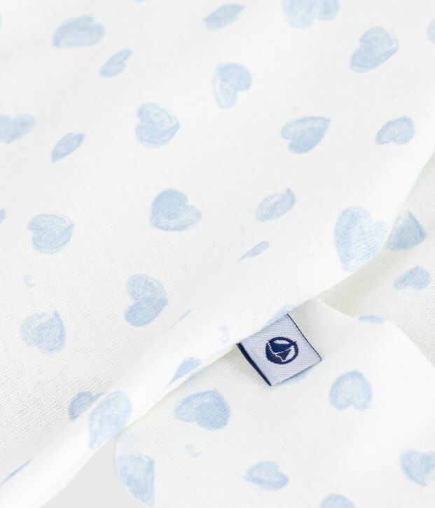 Pyjama b&eacute;b&eacute; en coton &agrave; col imprim&eacute; coeur blanc/bleu