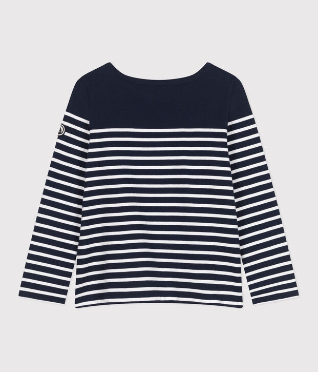 Katoenen marineshirt met lange mouw voor dames blauw/wit