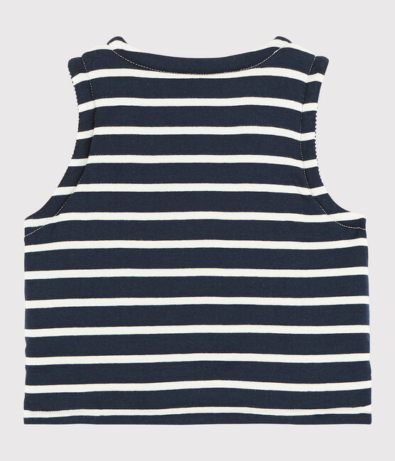 Gilet sans manches réversible bébé en côte ouatinée bleu SMOKING/blanc MARSHMALLOW