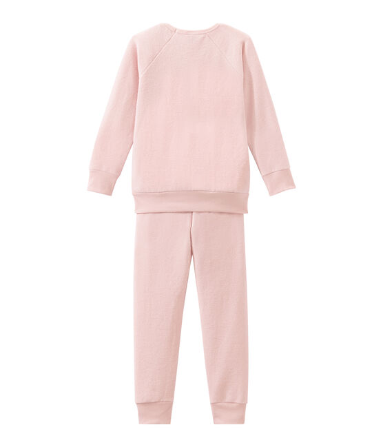 Warme pyjama in geruwde bouclébadstof voor meisjes roze JOLI