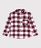 Chemise enfant en coton &agrave; carreaux marron/beige
