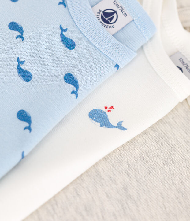 Lot de 3 bodies manches longues en coton baleine b&eacute;b&eacute; multicouleur