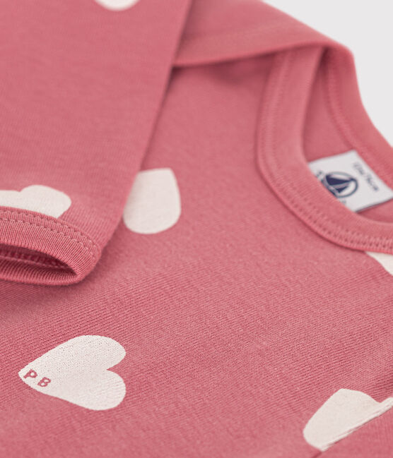 Katoenen body met lange mouwen voor baby's roze ROSEWOOD/ MARSHMALLOW