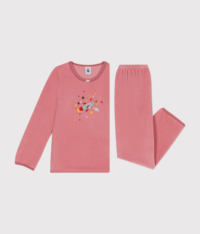 Effen kinderpyjama van velours roze