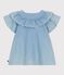 Blouse enfant en coton manches courtes unie bleu BLEU CLAIR