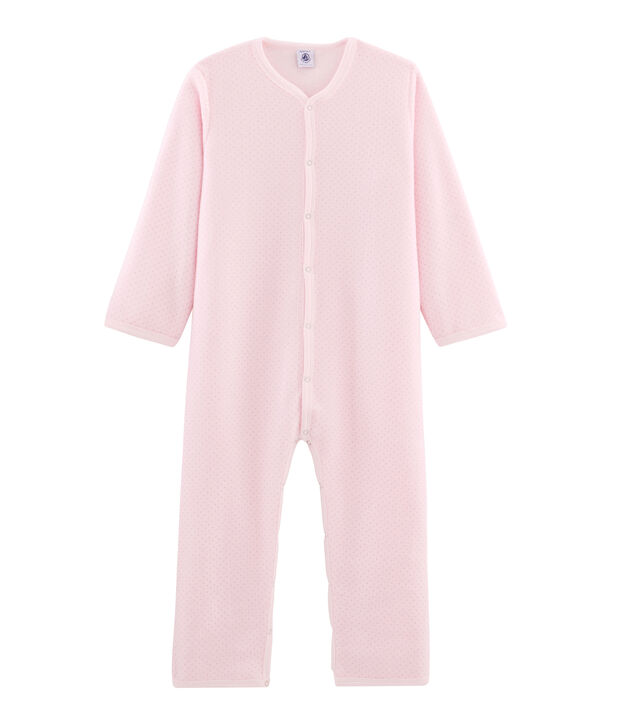 Combinaison petite fille en polaire rose/gris
