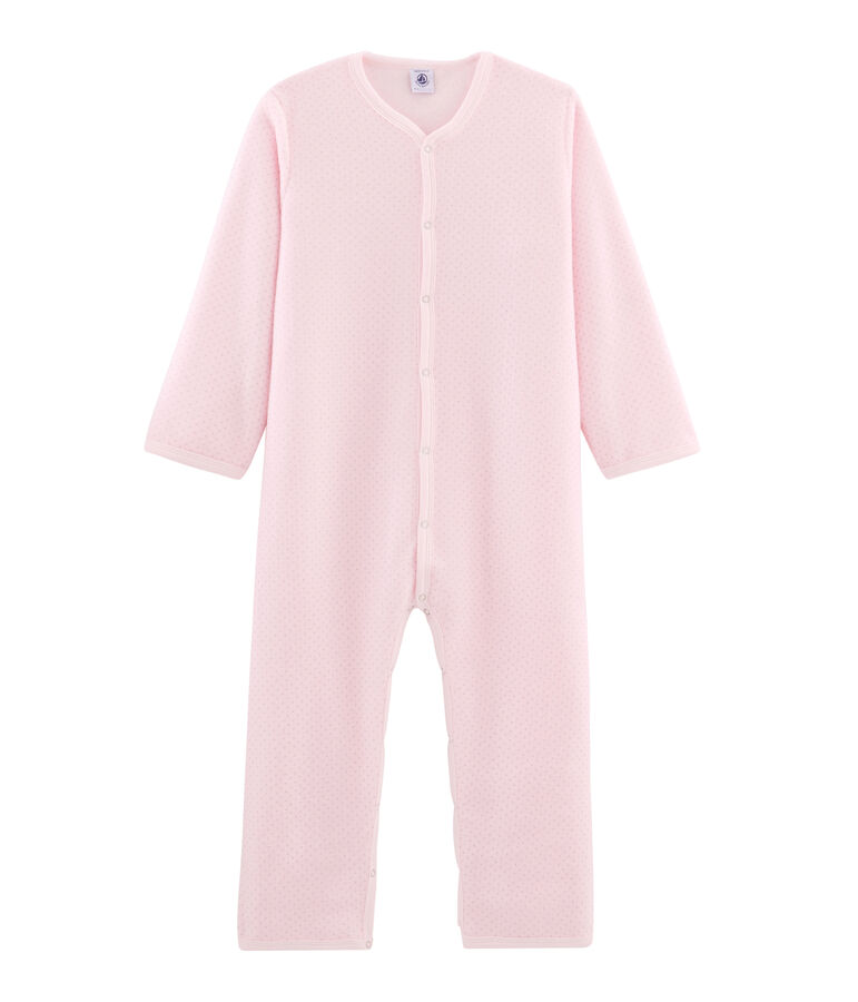 Combinaison petite fille en polaire rose VIENNE/gris MISTIGRI
