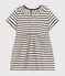 Gestreepte jurk met korte mouwen van gevlamde jerseystof voor baby's wit AVALANCHE/blauw SMOKING