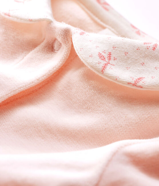 Dors bien bébé fille en velours rose FLEUR