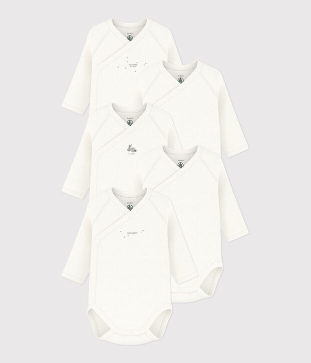 Set van 5 katoenen overslagbody's met lange mouwen multicouleur