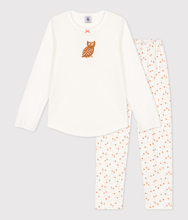 Pyjama petite fille en coton blanc/multicouleur