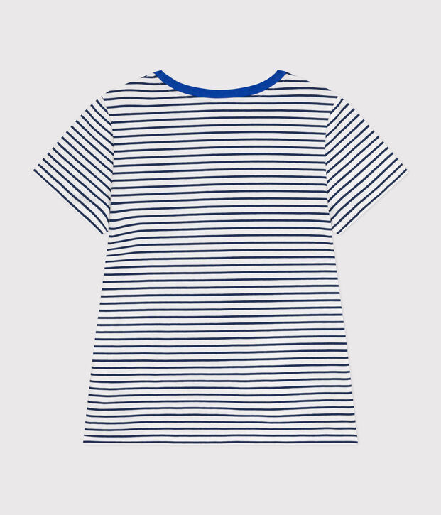 Le Droit, katoenen T-shirt met ronde hals voor dames wit/blauw